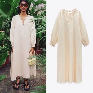 Zara Midi Tunic Dress Lyocell Light Beige